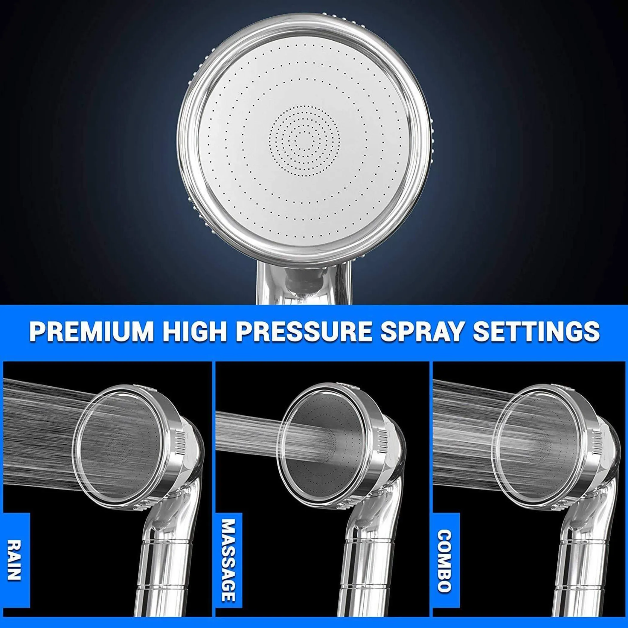 Luxury Filtered Shower Head with Handheld Hose Chrome Finish Hard Water Softener High Pressure & Water Saving Showerhead Filter Removes Chlorine & Fl - Image 2