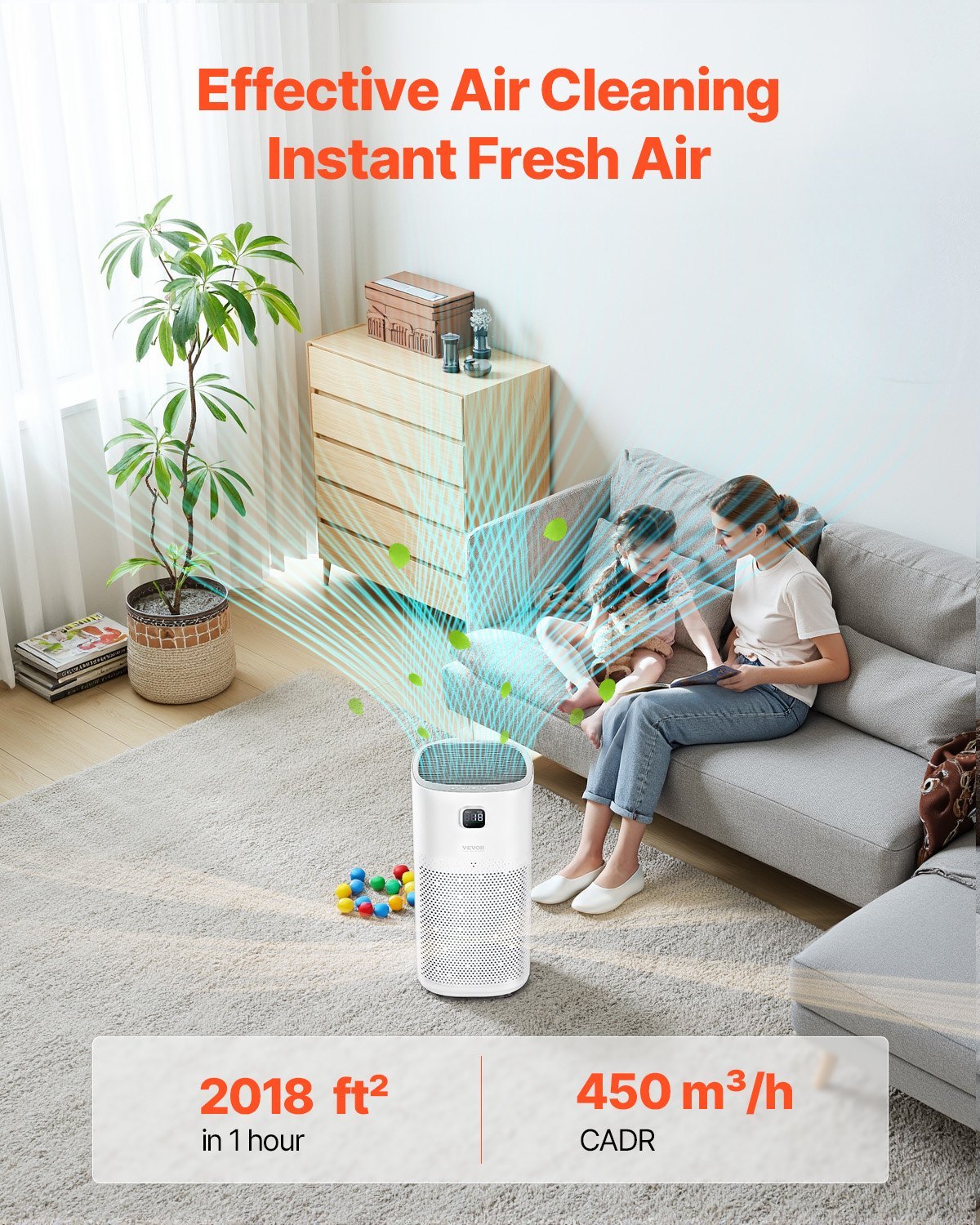 Air Purifier, H13 HEPA Layer, 2018 Ft²/h Smart Air Purifier With Speed Control & Child Lock Guard, Efficient Air Cleaner With Convenient Touch Panel & 23 DB Sleep Mode, Fit For Home & Office - Image 2